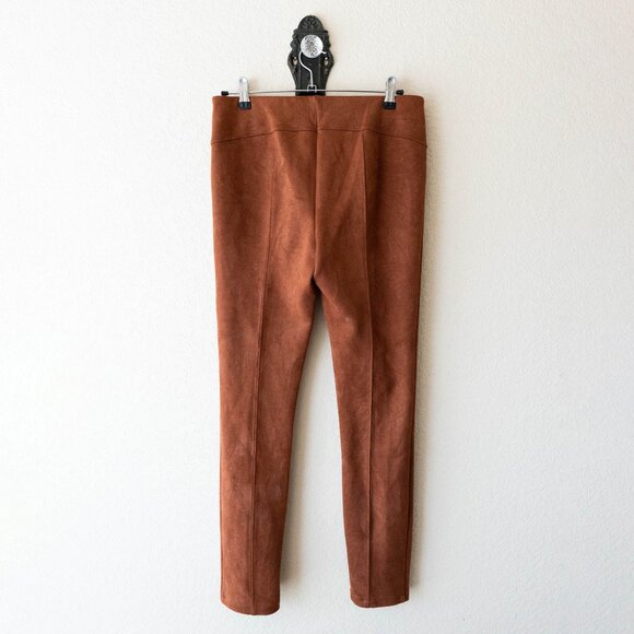 Anthropologie Women’s Size 28 Brown Faux Suede Skinny Pants Ankle Zip Stretch - Picture 7 of 8